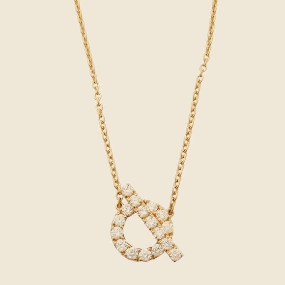 HERMES Finesse Pendant Necklace 18k Rose Gold Diamond - Picture 1 of 8